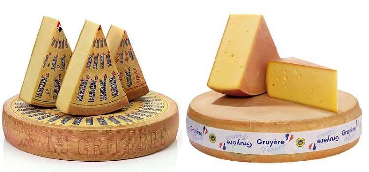 queijo gruyère francês e suíço