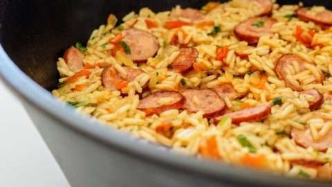 receita de arroz com linguiça