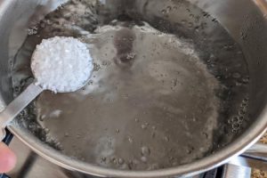 deixe a água ferve e adicione sal opcional